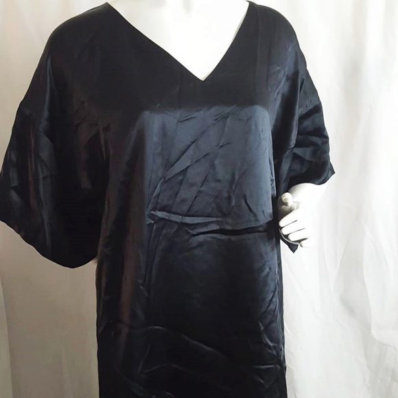 Drykorn V-Neck Kimono Sleeve Silk Satin Dress 2 - Picture 1 of 3